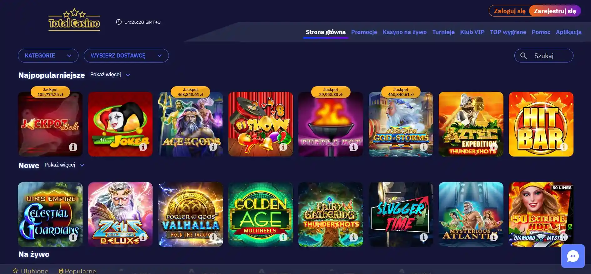 Total Casino strony internetowej.