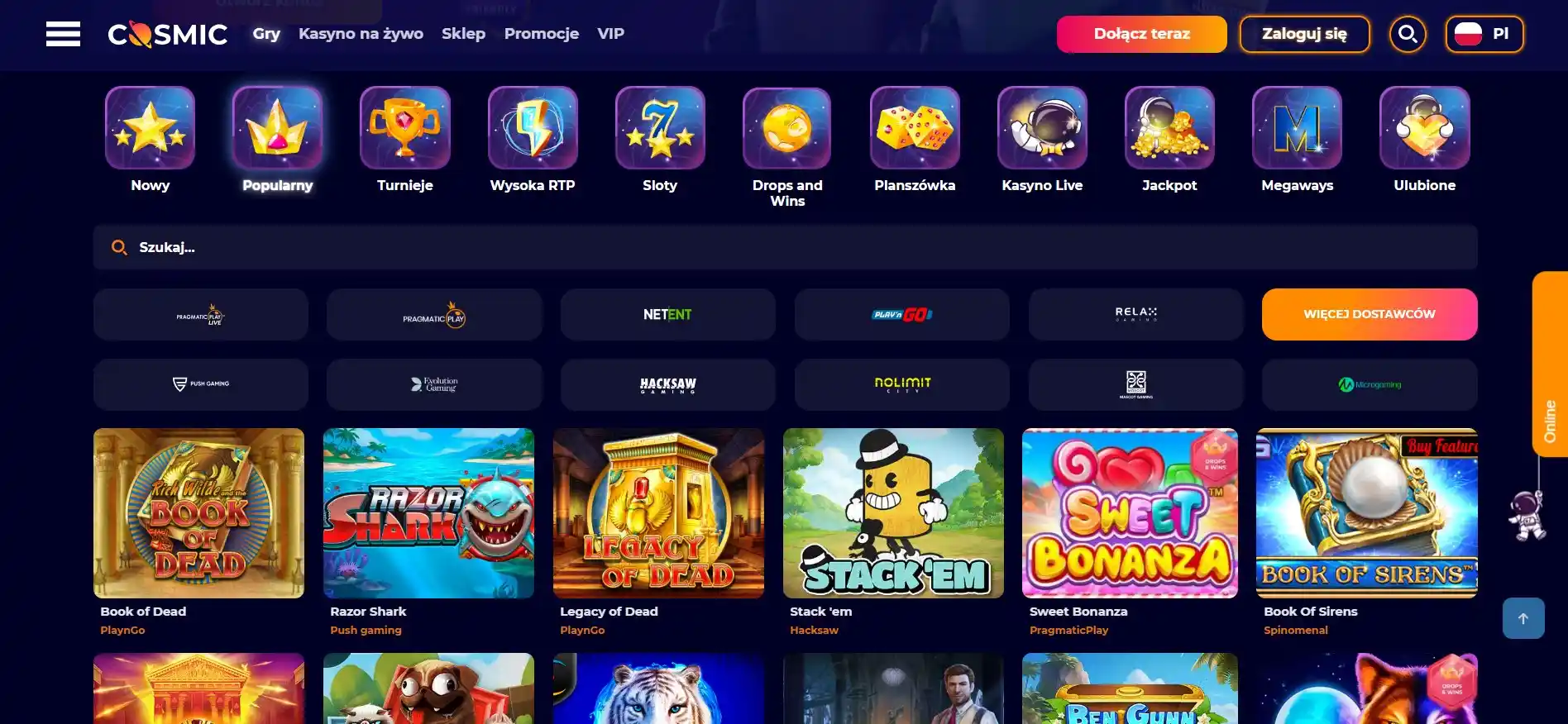 Gry w kasynie online CosmicSlot