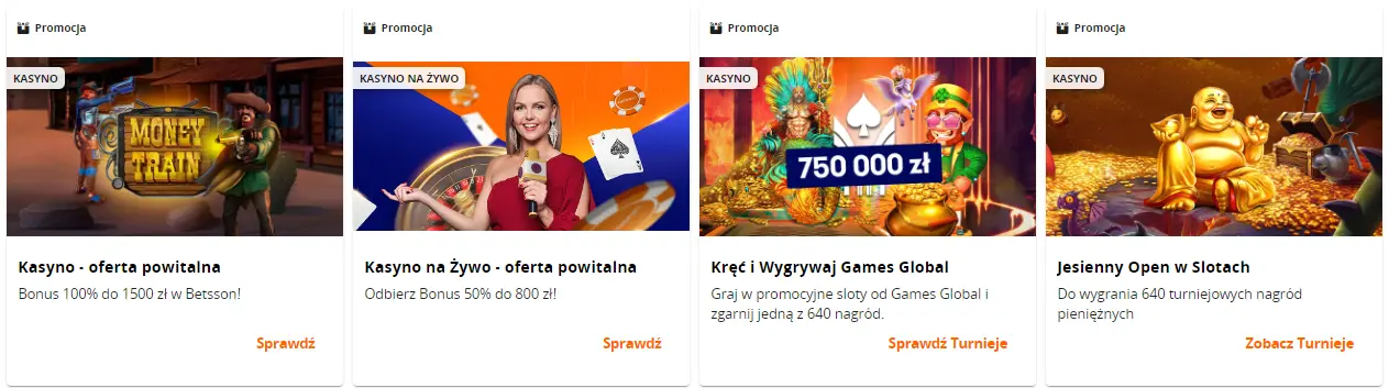 Premie i Bonusy w Kasynie Betsson Betsson Bonusy
