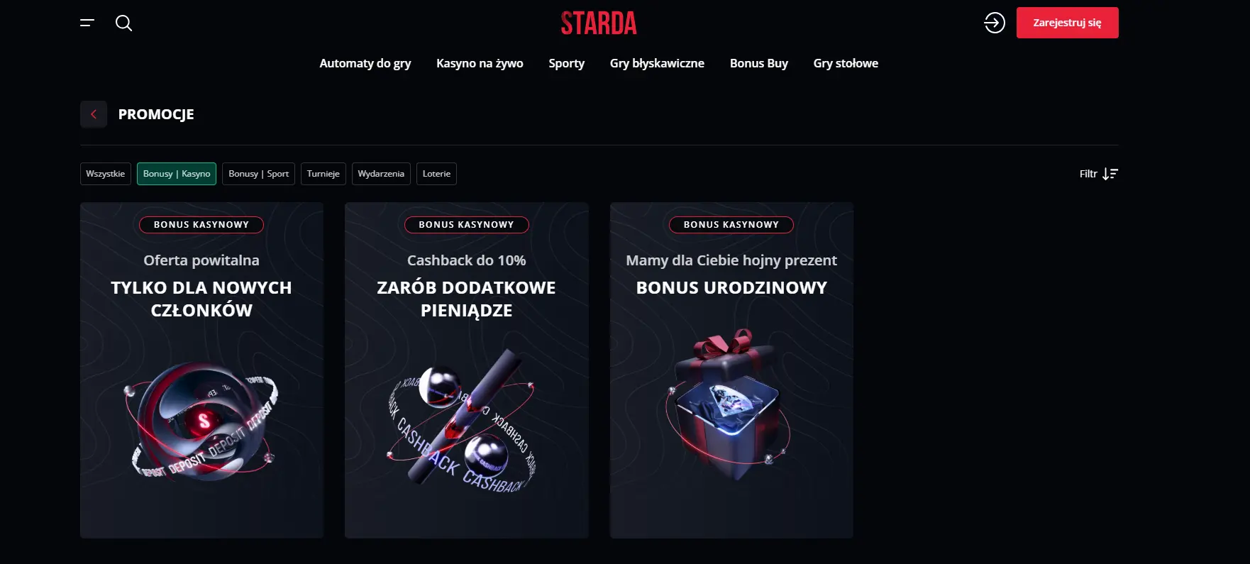 Bonusy kasynowe Stard