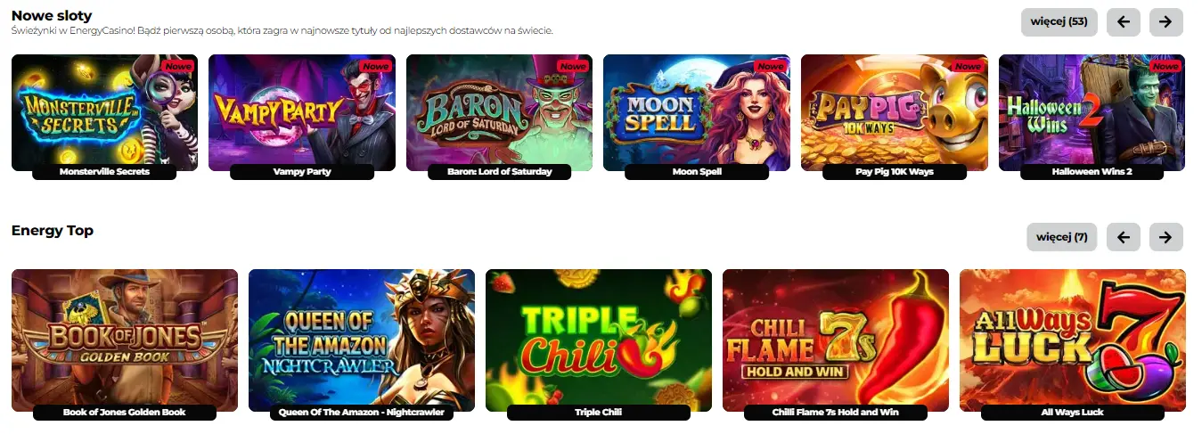 Gry w Energy Casino Gry Energy Casino