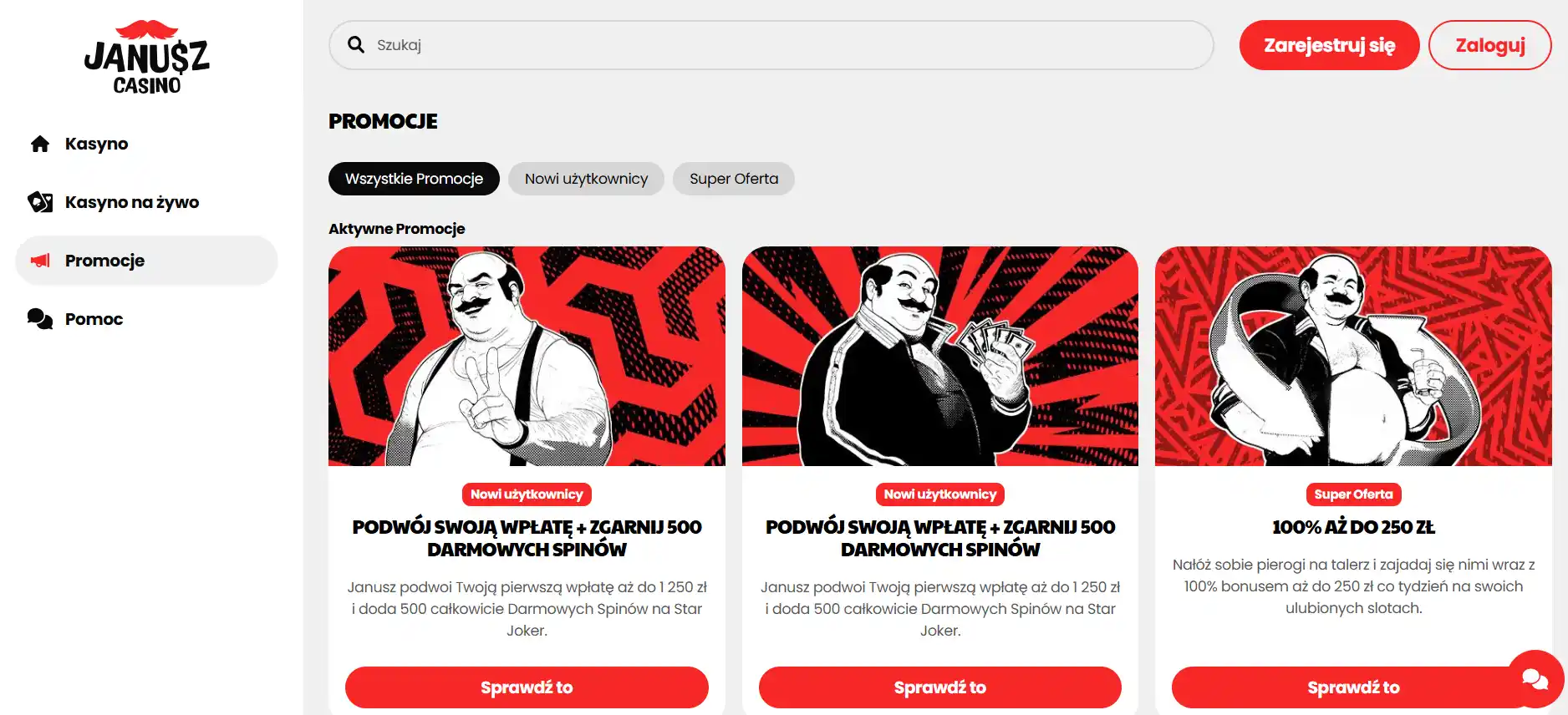 Promocje kasyna Janusz