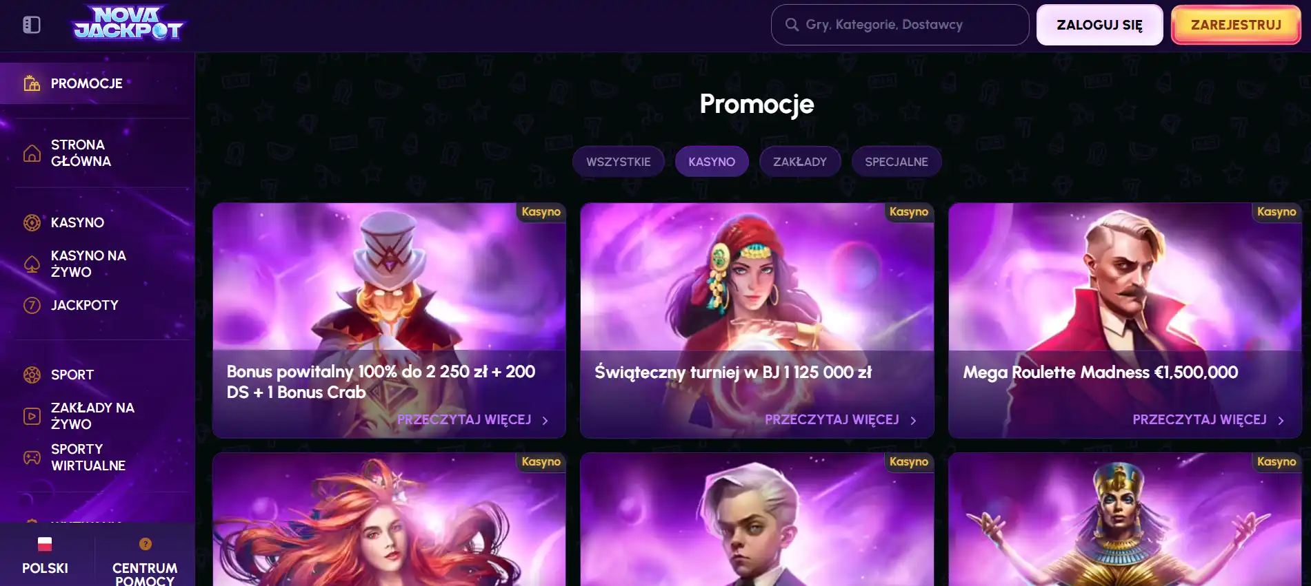 Bonusy kasynowe Nova Jackpot
