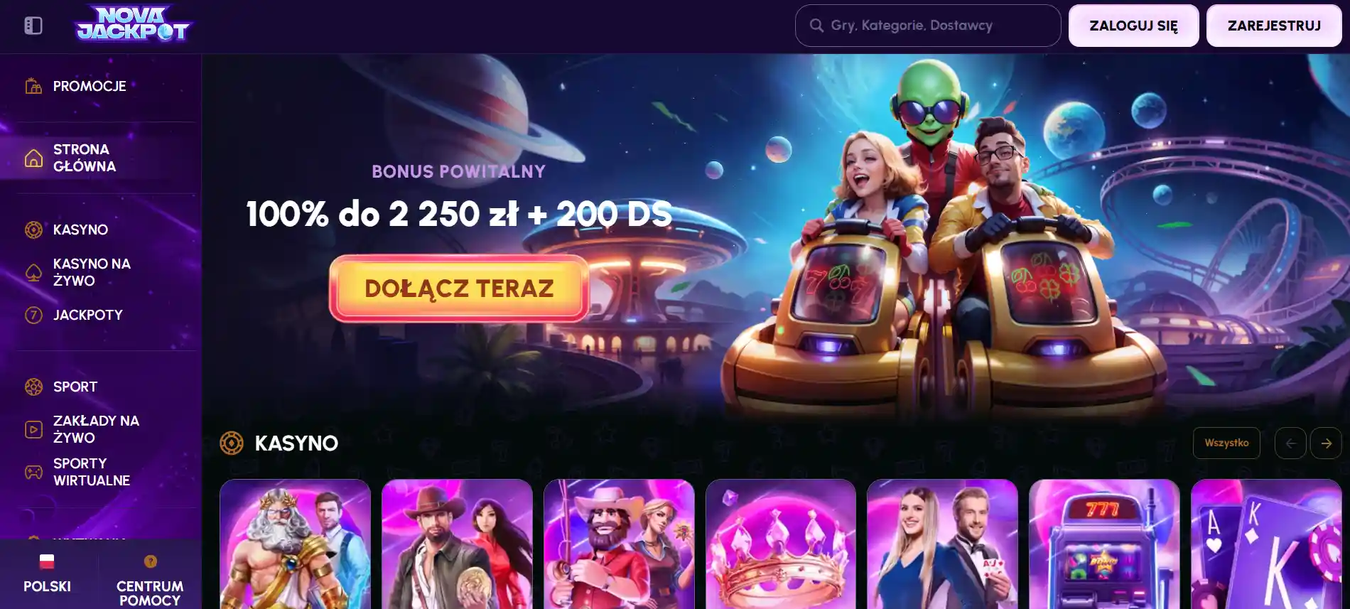 Główna strona kasyna Nova Jackpot