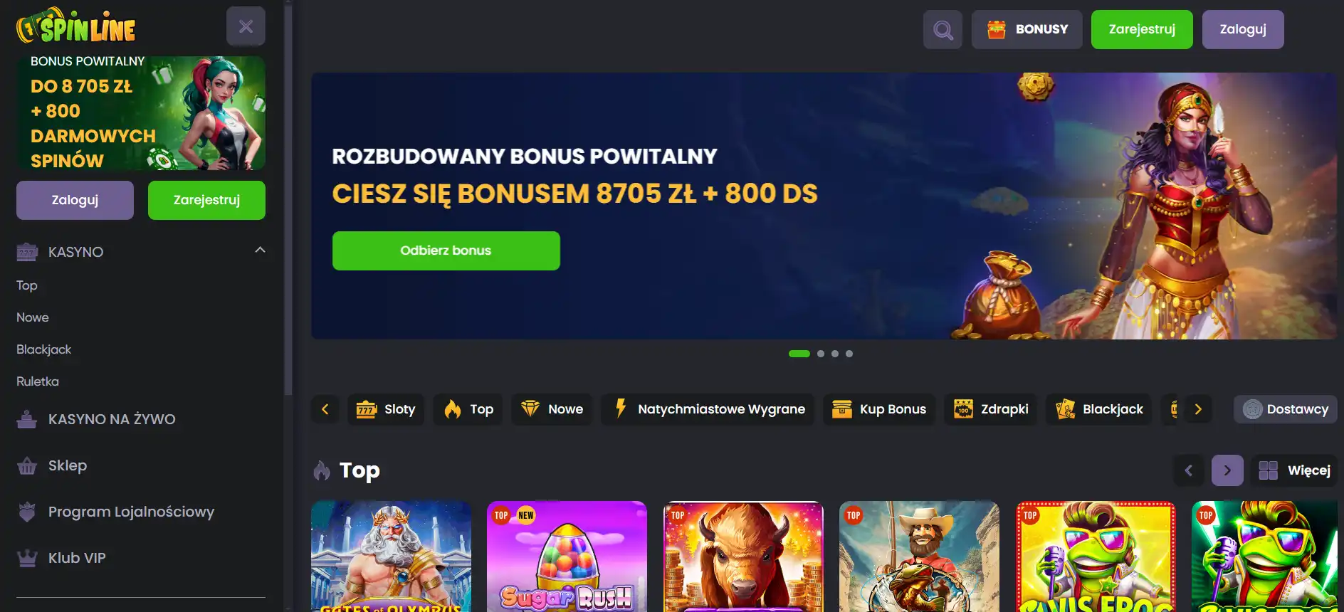 Strona główna kasyna Spinline